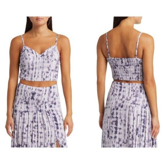Open Edit Smocked Back Crop Camisole Purple Size Large NWOT $39 MSRP - Picture 1 of 7